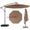 Costway Patio 10FT Hanging Offset Umbrella 32 LED Lights Sand Bag Outdoor Cross Base Beige/Turquoise/Dark Gray/Wine/Coffee/Navy